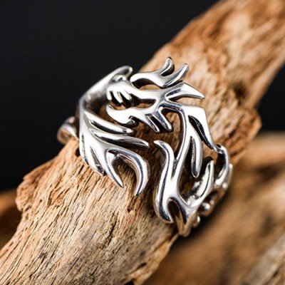 Men's Sterling Silver Dragon Wrap Ring - Jewelry1000.com
