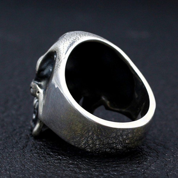 Men's Sterling Silver Skull Eyes Skull Ring - Jewelry1000.com