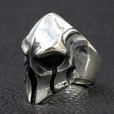 SPARTAN WARRIOR Skull Ring for Men in Sterling Silver by Ecks