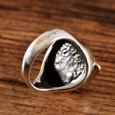 Men's Sterling Silver Golden Skull Ring - Jewelry1000.com