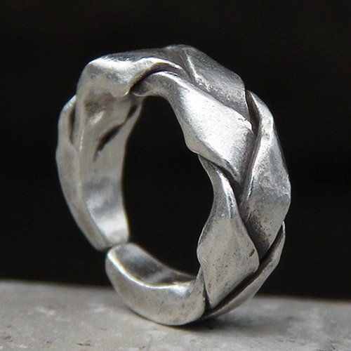 Sterling Silver Wide Strip Braided Pinkie Ring - Jewelry1000.com
